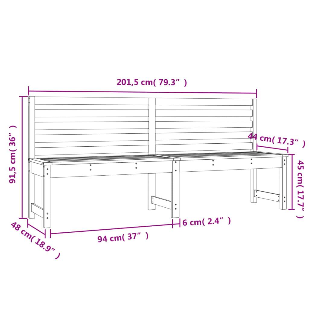 Maison Chic - Banc de jardin - Banc d'extérieur - Banquette noir 201,5 cm bois massif de pin - Imagen 7