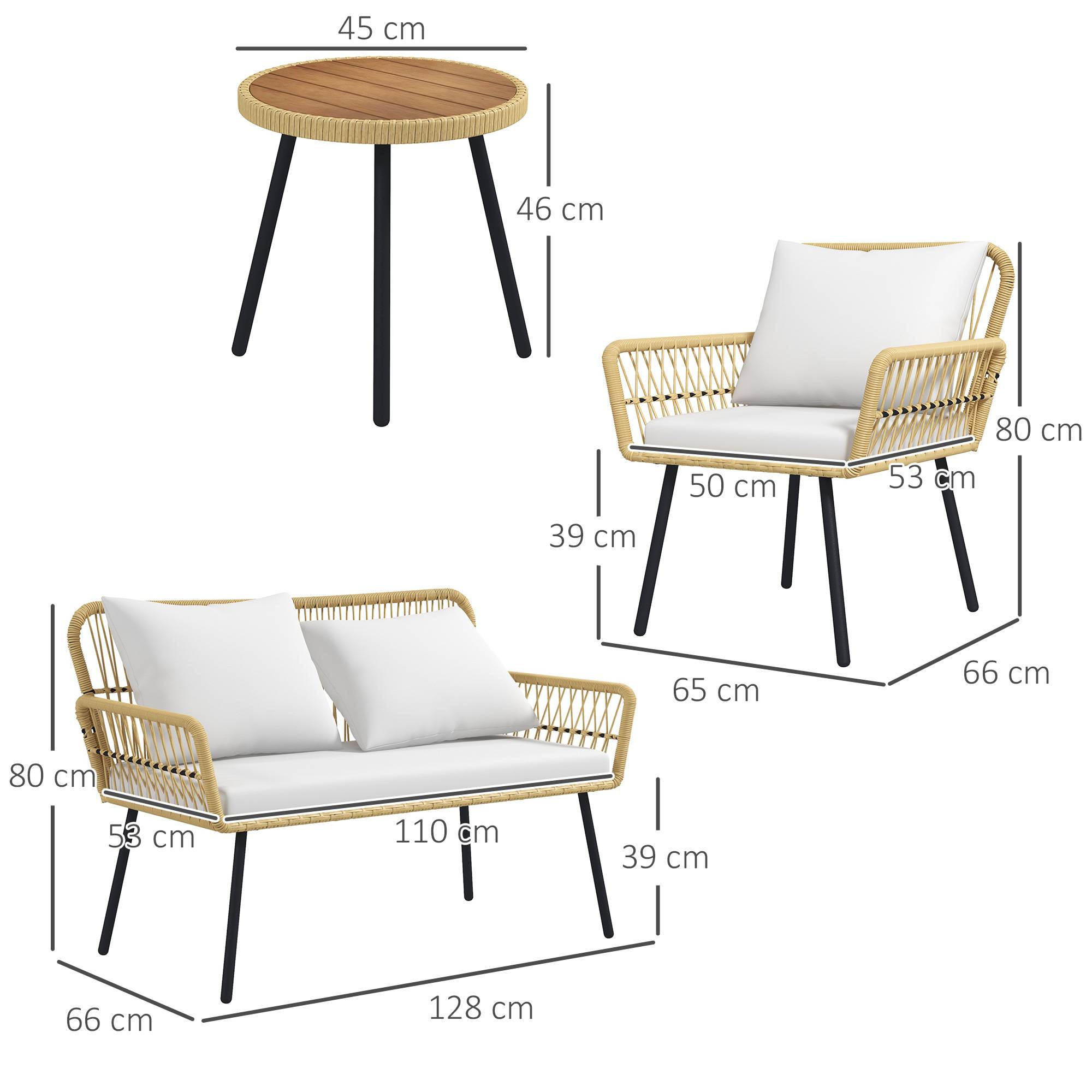 Salon de Jardin 4 Places en Résine Tressée avec Canapé Fauteuils et Table Basse Ronde - ComfortXL Outdoor Living - Image 5