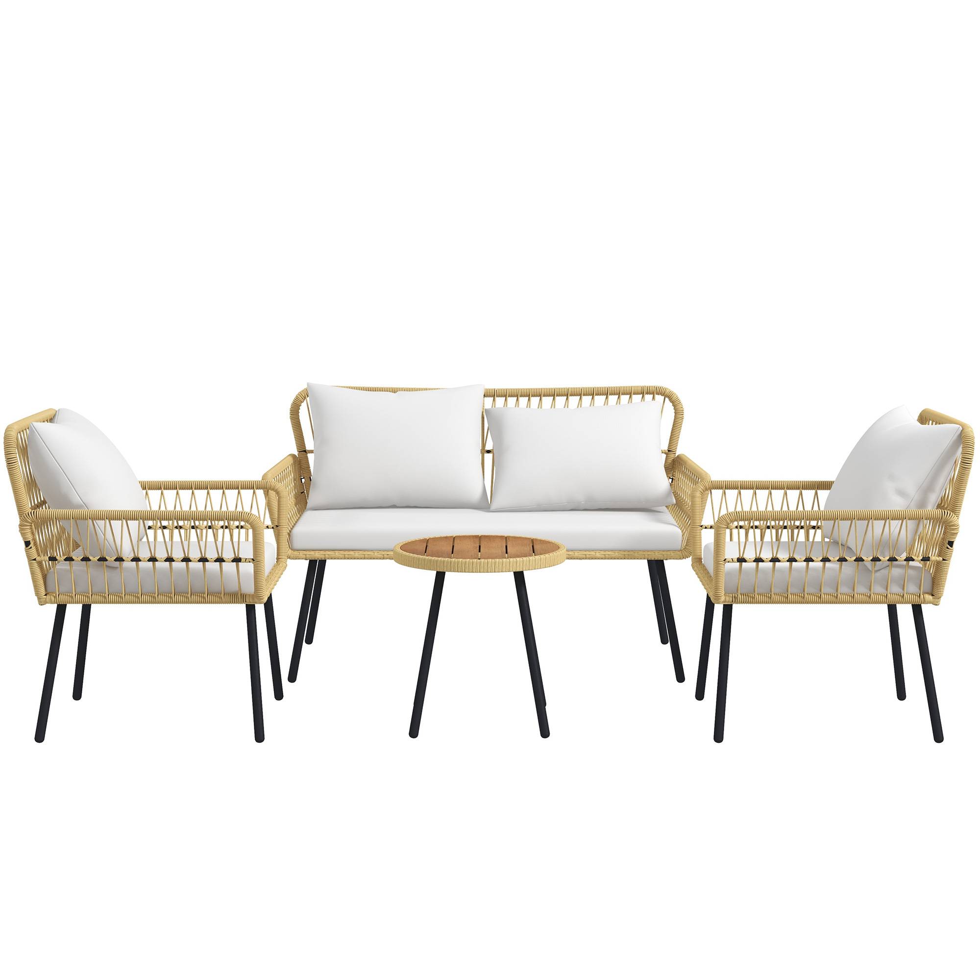 Salon de Jardin 4 Places en Résine Tressée avec Canapé Fauteuils et Table Basse Ronde - ComfortXL Outdoor Living - Image 2