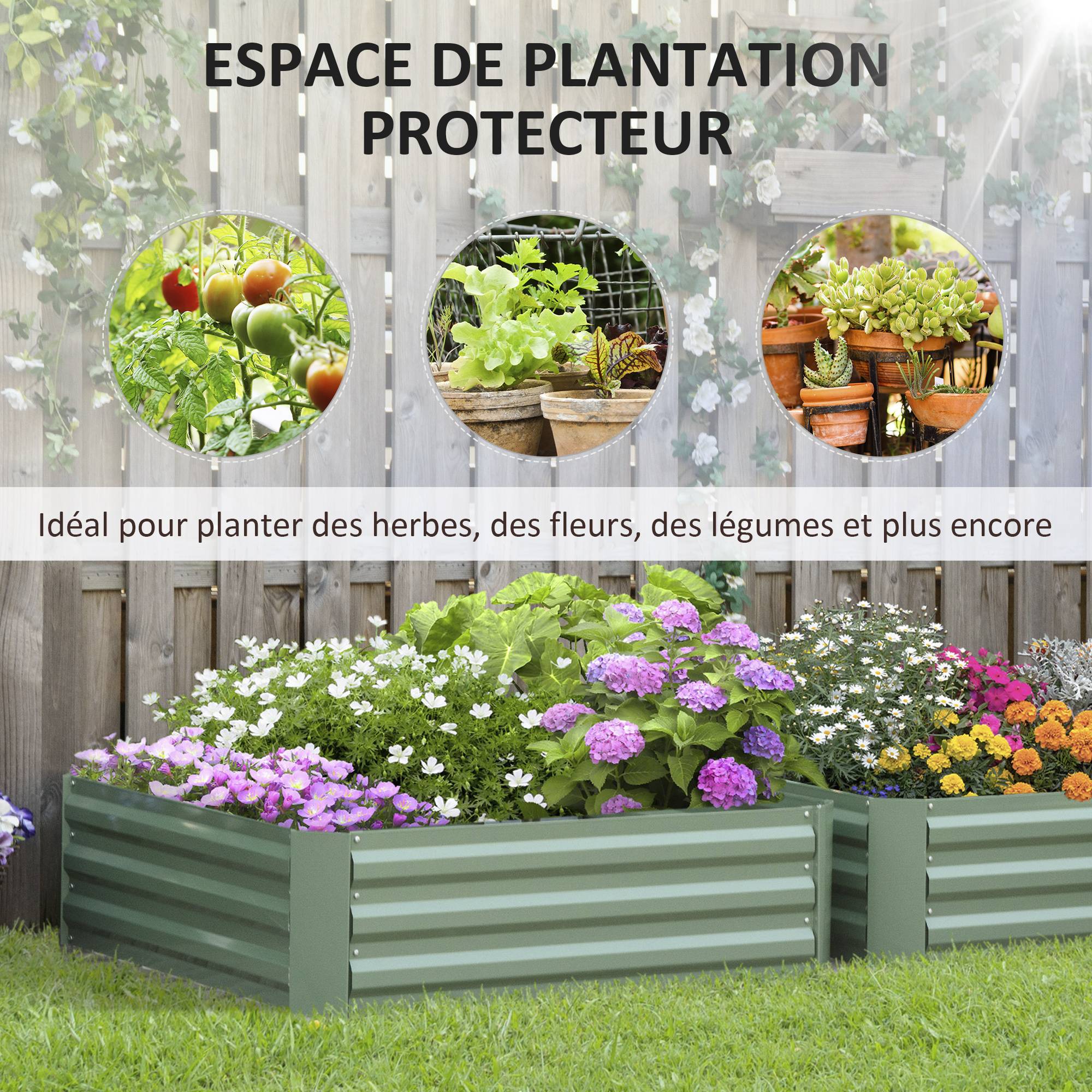 PANGIVO - Carré potager acier vert 100 x 100 x 30 cm - PANGIVO - Image 6