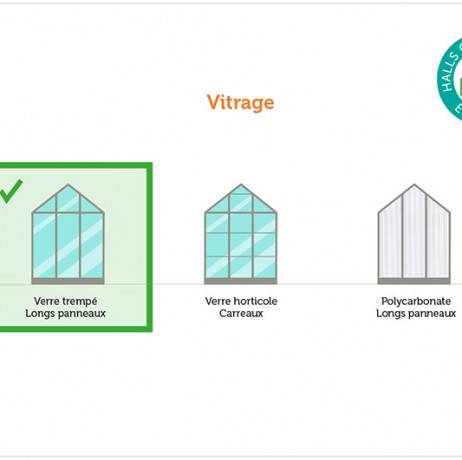 Halls - Serre de jardin Universal en verre trempé avec base de 9.9m², Couleur Vert - Imagen 6