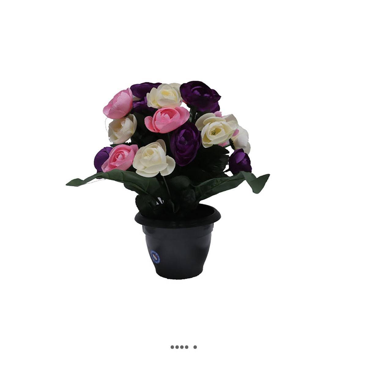 Artificielles - Fleurs artificielles cimetière pot de renoncules H 35 cm D 27 cm Mauve violet - couleur: Mauve violet - Imagen 2