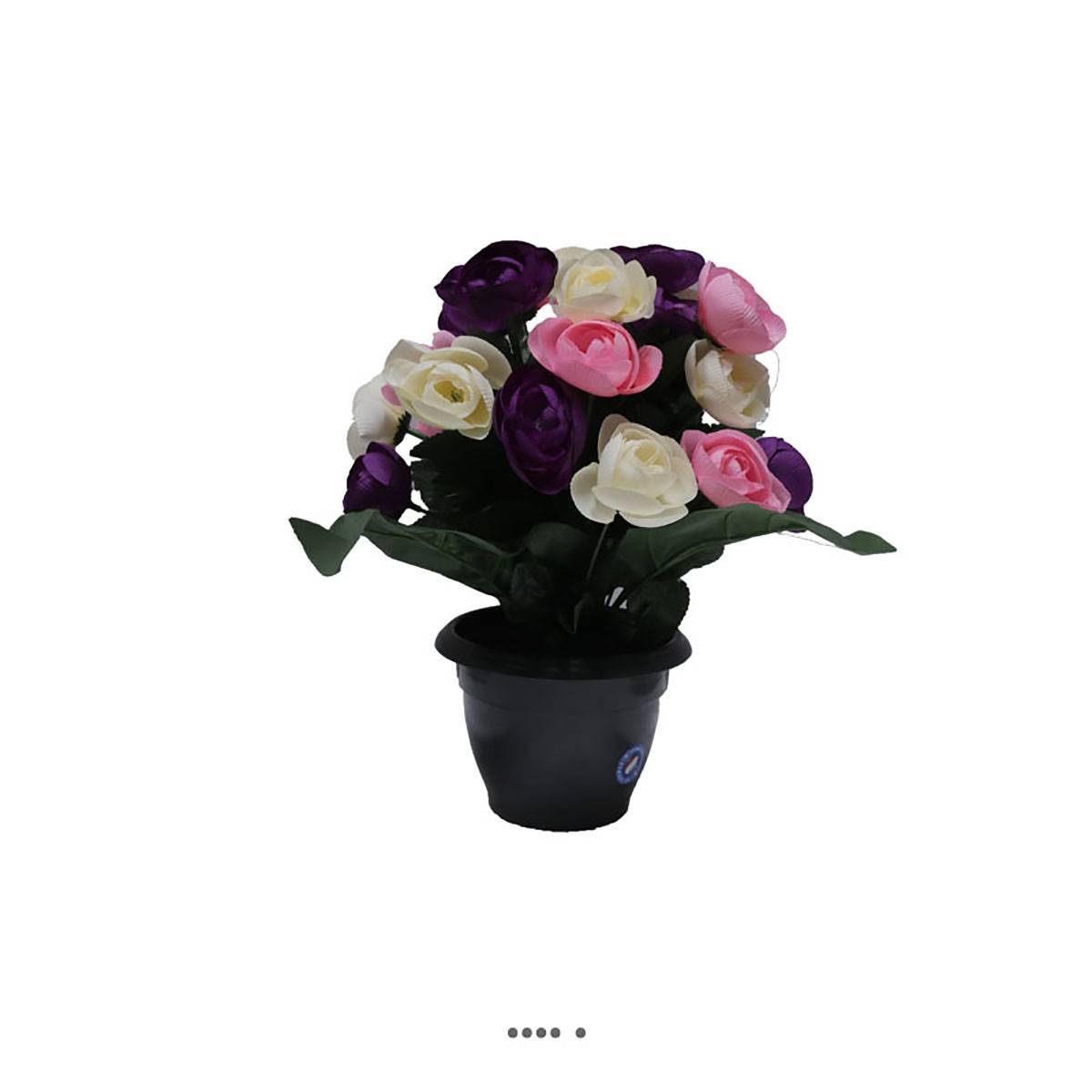 Artificielles - Fleurs artificielles cimetière pot de renoncules H 35 cm D 27 cm Mauve violet - couleur: Mauve violet - Imagen 1