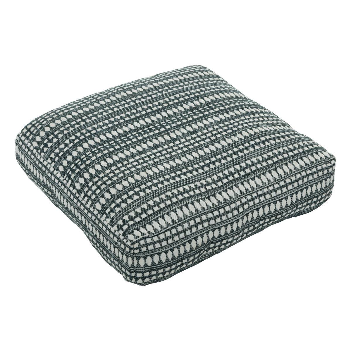 Coussin de sol épais et confortable en coton Bleu Egéen motifs jacquard 38 x 38 cm - Imagen 1