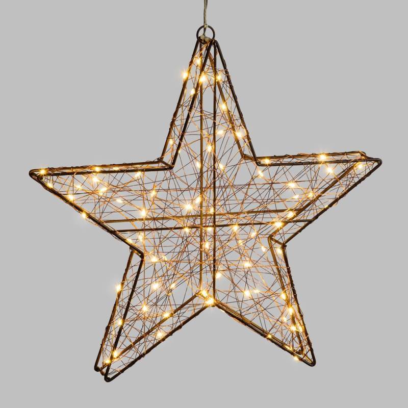 Lotti - Étoile lumineuse 3D 40 cm 80 microLed blanc chaud flash fil cuivré Lotti - Imagen 8