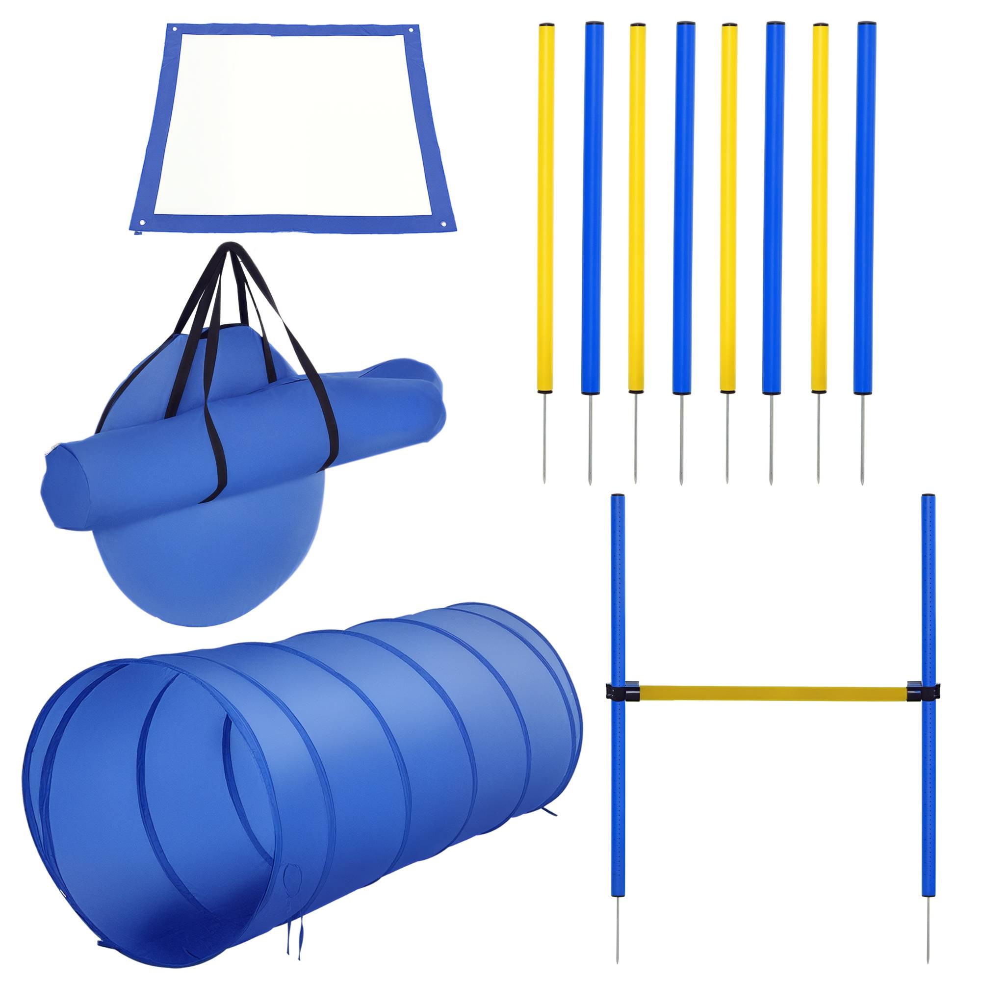 Kit d'agilité pour chien plastique jaune et bleu 60 x 60 x 148 cm - PANGIVO - Image 1