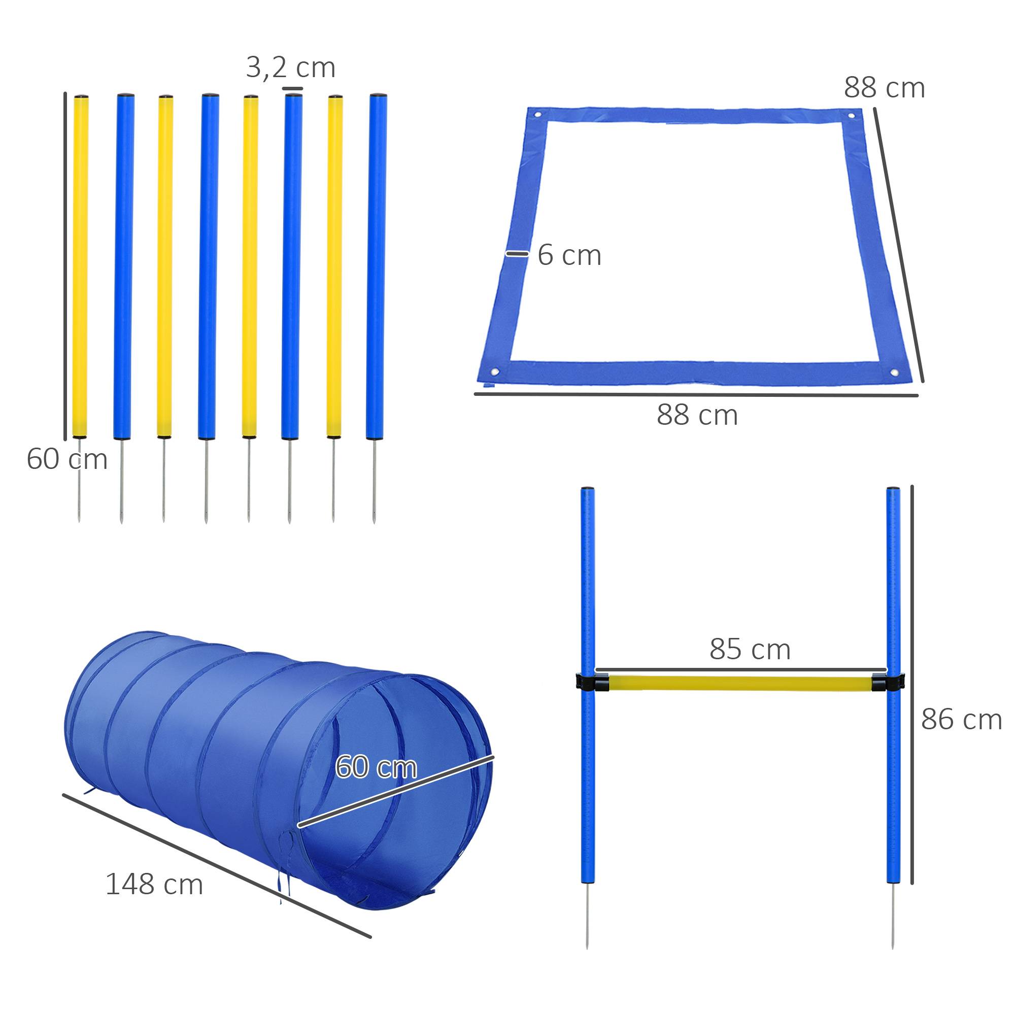 Kit d'agilité pour chien plastique jaune et bleu 60 x 60 x 148 cm - PANGIVO - Image 5