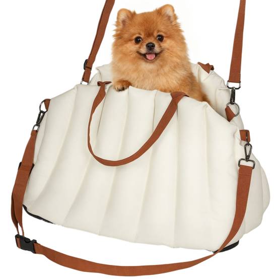 Siège auto chien Oxford velours voyage transport sac 2-en-1 lavable 50x30x31cm Crème - ComfortXL Outdoor Living - Image 1