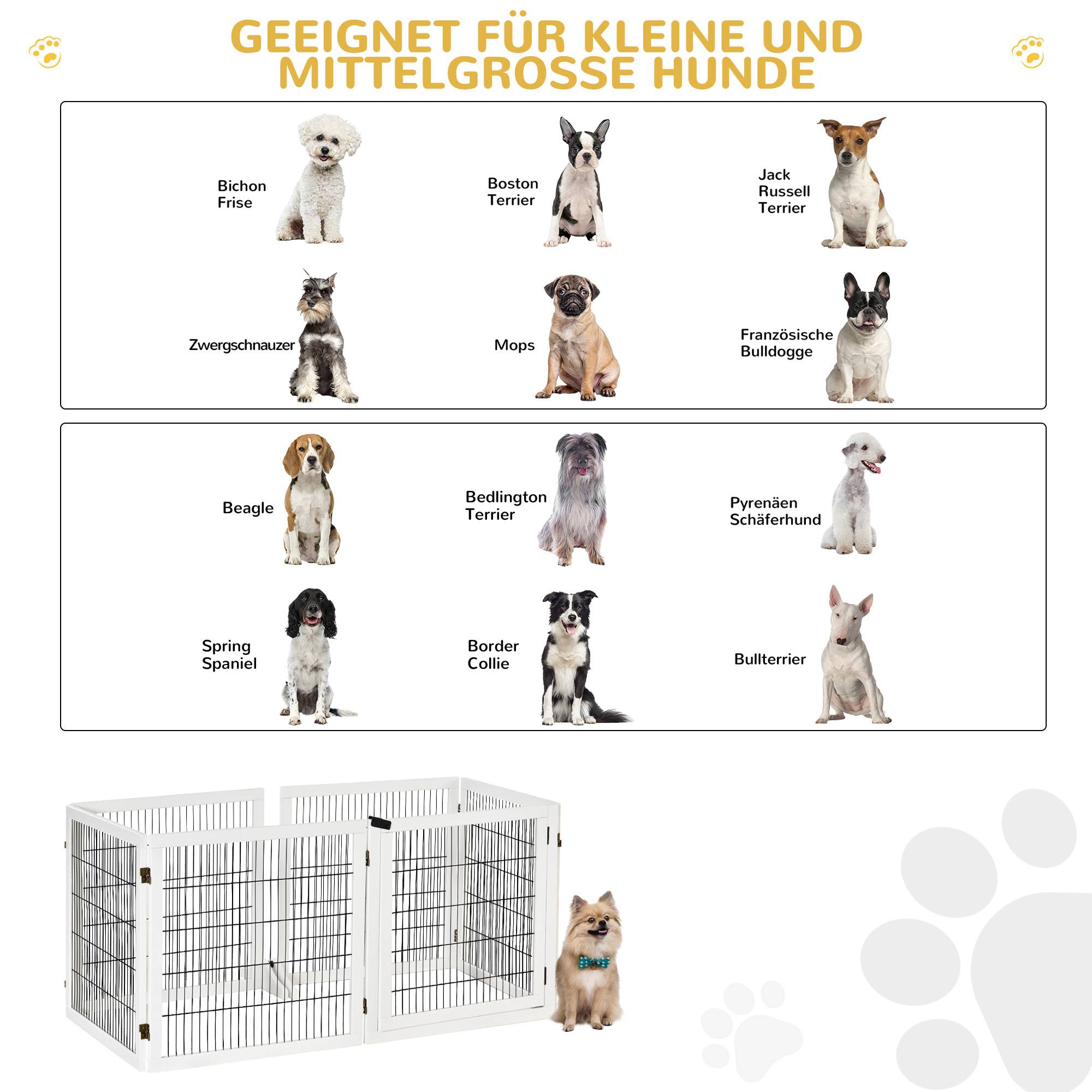 Barrière pour chien, pliable, 432 x 36 x 70 cm, pin, blanc - Image 6