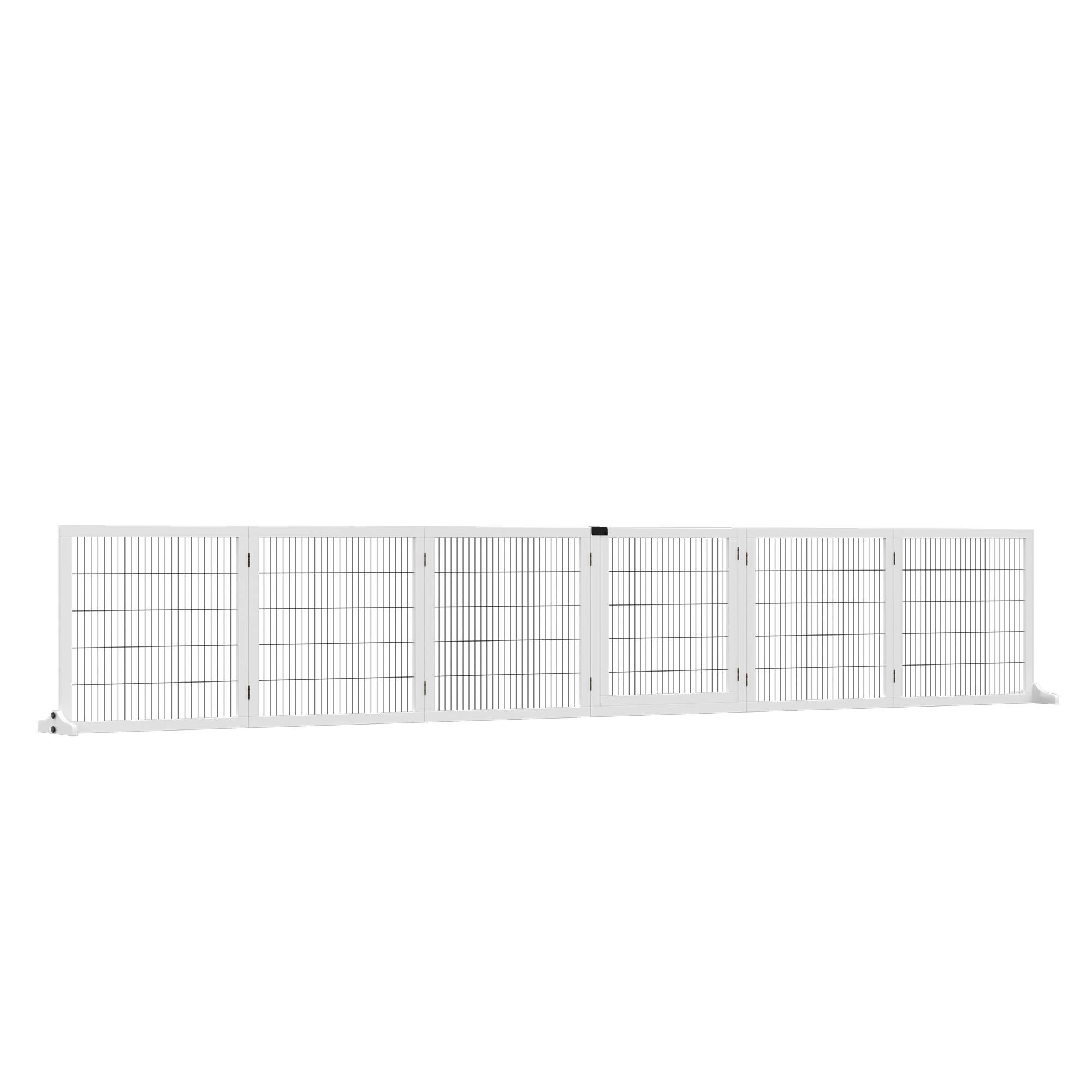 Barrière pour chien, pliable, 432 x 36 x 70 cm, pin, blanc - Image 2