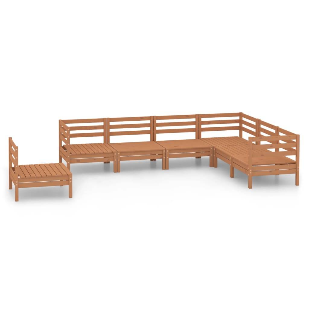 Helloshop26 - Salon de jardin meuble d'extérieur ensemble de mobilier 7 pièces bois de pin massif marron miel - Imagen 1