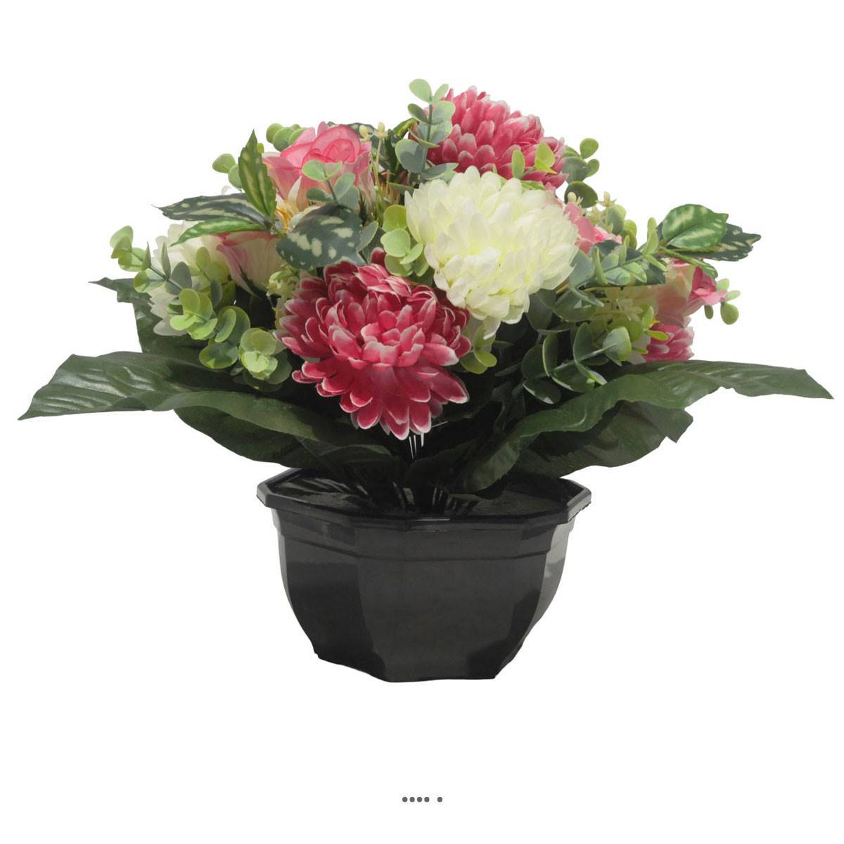 Artificielles - Vasque De Chrysanthème, Rose et Eucalyptus pour la toussaint Rose-crème - couleur: Rose-crème - Imagen 1