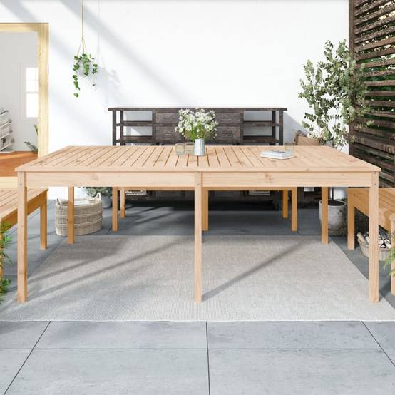 Très Grande Table de Jardin 204cm en Bois de Pin Massif Brut pour 8-10 Personnes – ComfortXL Outdoor Living - Image 1