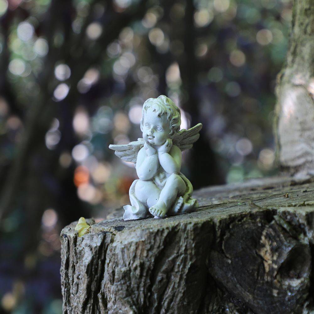 Ange en résine blanc 8 x 4 cm Chemin de campagne - Imagen 2