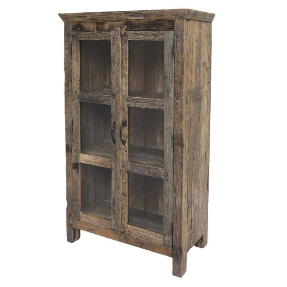 Chemin De Campagne - Armoire vitrine 2 portes en bois recyclé et verre 80 x 48 x 140 cm Chemin de campagne - Imagen 1