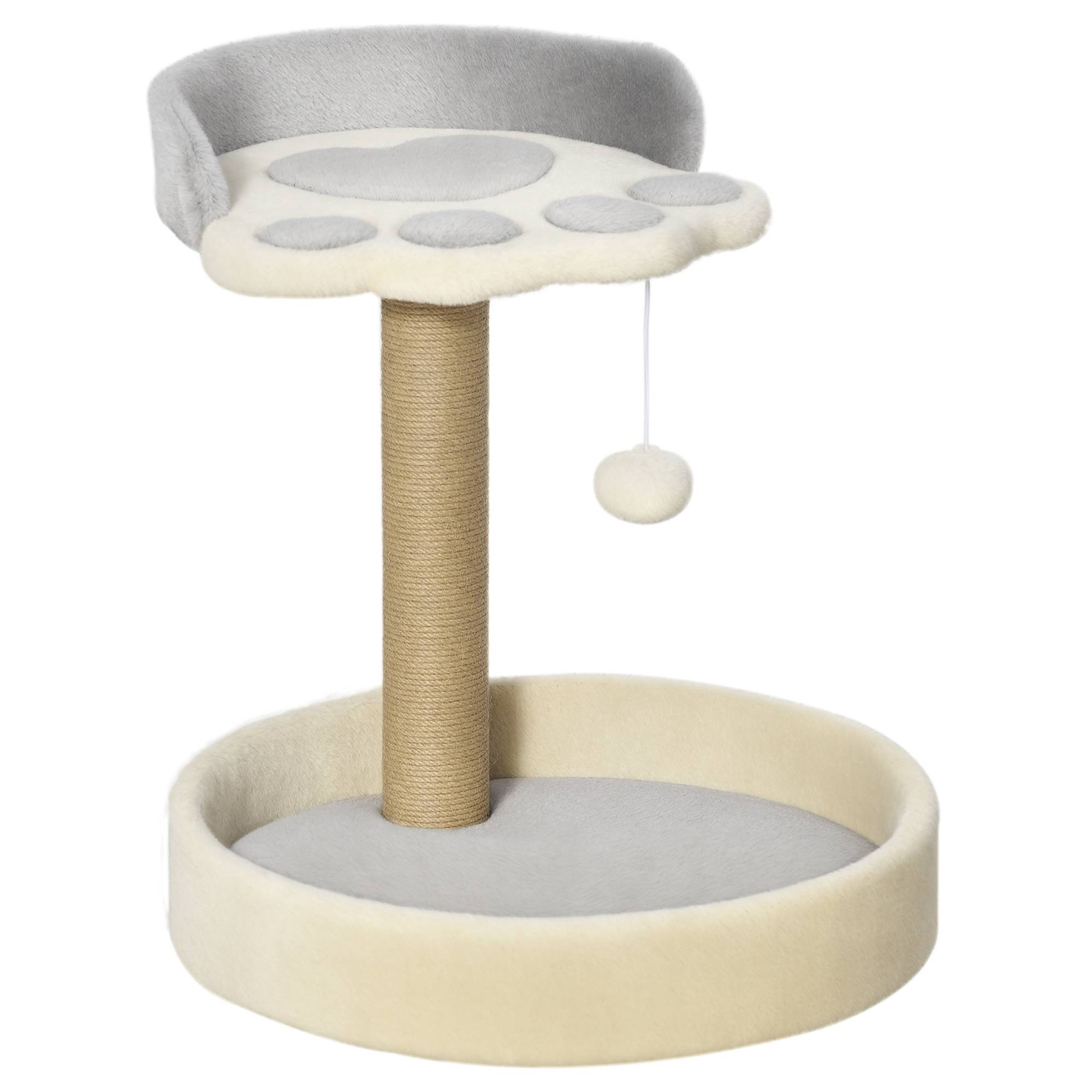 Petit arbre à chat design patte avec griffoir sisal 44 cm gris clair - ComfortXL Outdoor Living - Image 1
