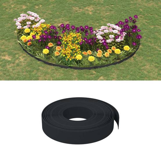 Bordure jardin polyéthylène délimitation pelouses aménagement 30m x 10cm noir - ComfortXL Outdoor Living - Image 1