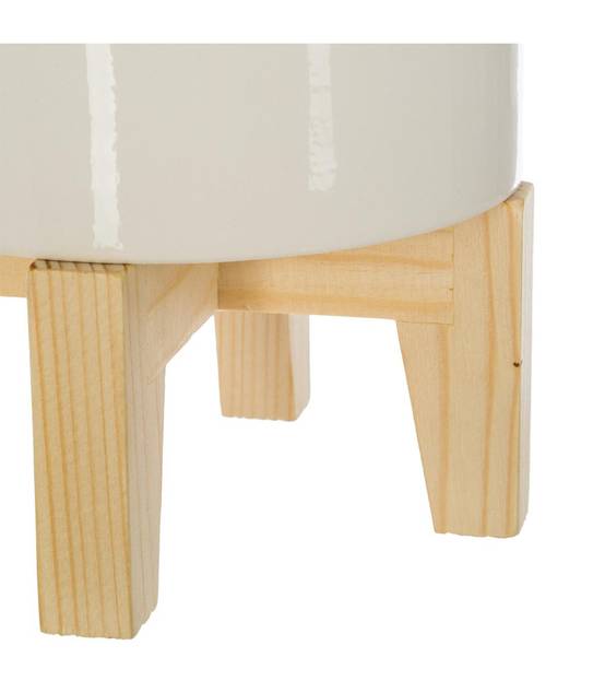Plante artificielle Palmier dans un pot en céramique pied en bois H 72 cm - Image 3