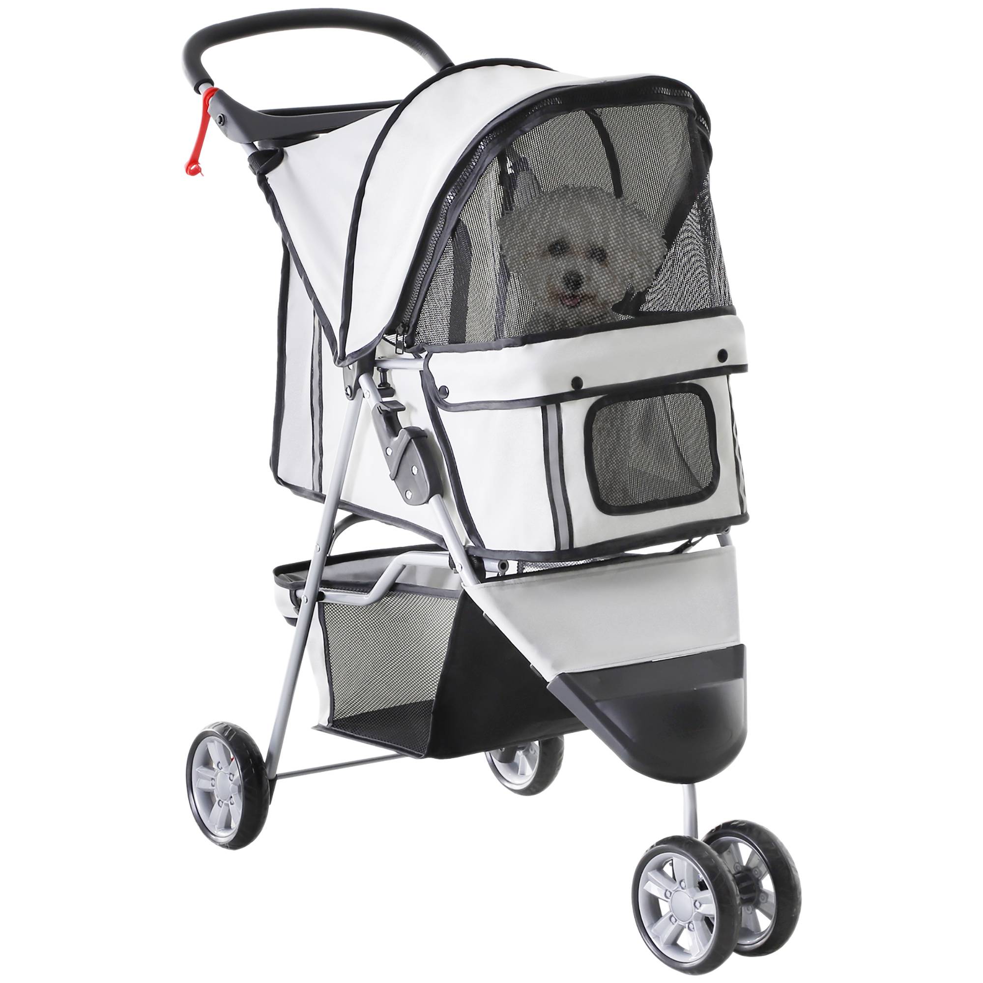 Poussette pour chien et chat, tissu Oxford, multicolore (gris), 75 x 45 x 97 cm - PANGIVO - Image 5