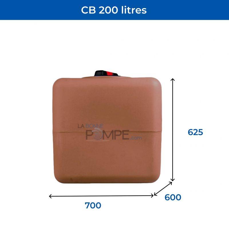 Cuve récupération eau de pluie 200L - Réservoir aérien cubique Terracotta - Polyéthylène - ELBI CB - Image 2