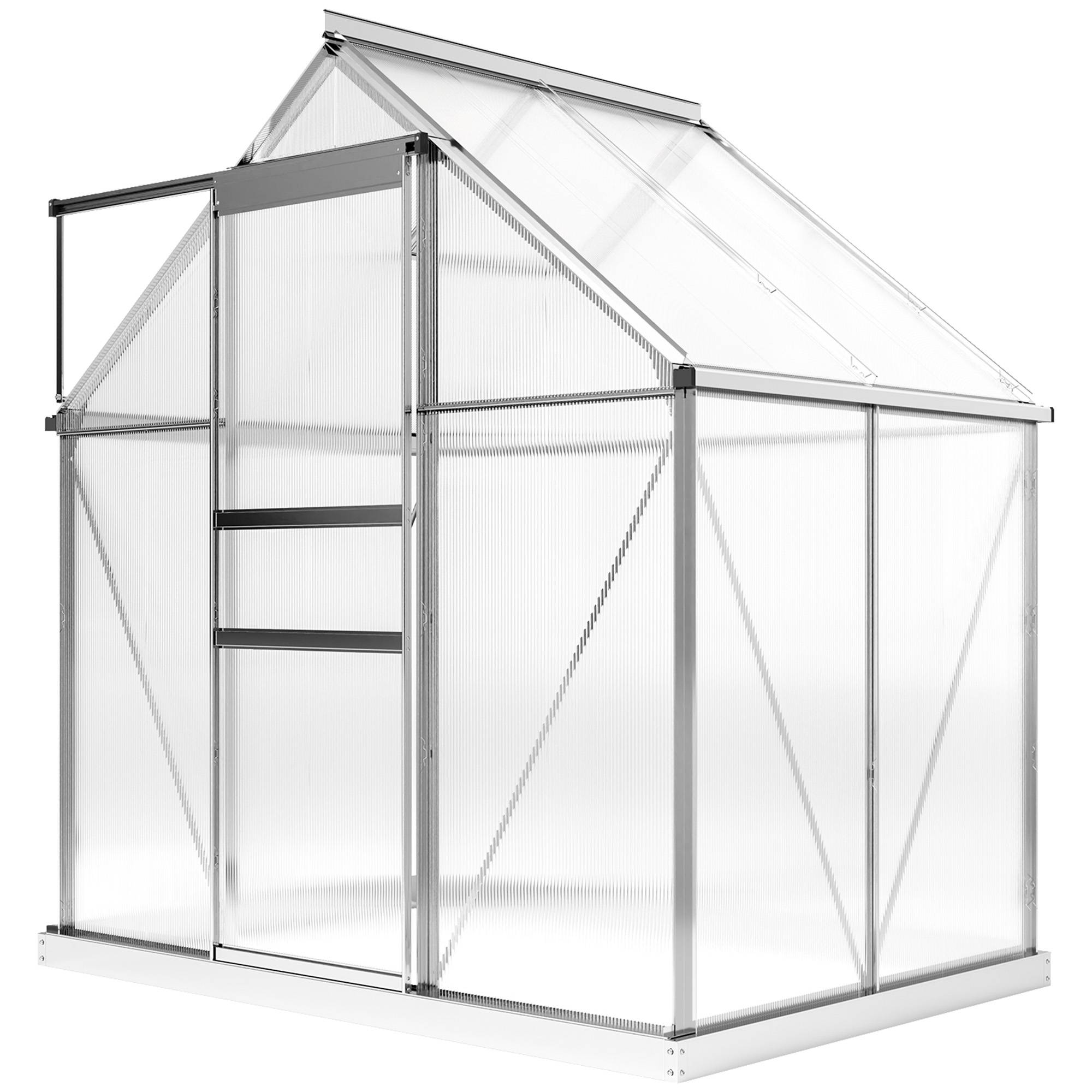 Serre jardin aluminium polycarbonate culture porte coulissante 192x131x200cm transparent - ComfortXL Outdoor Living - Image 2