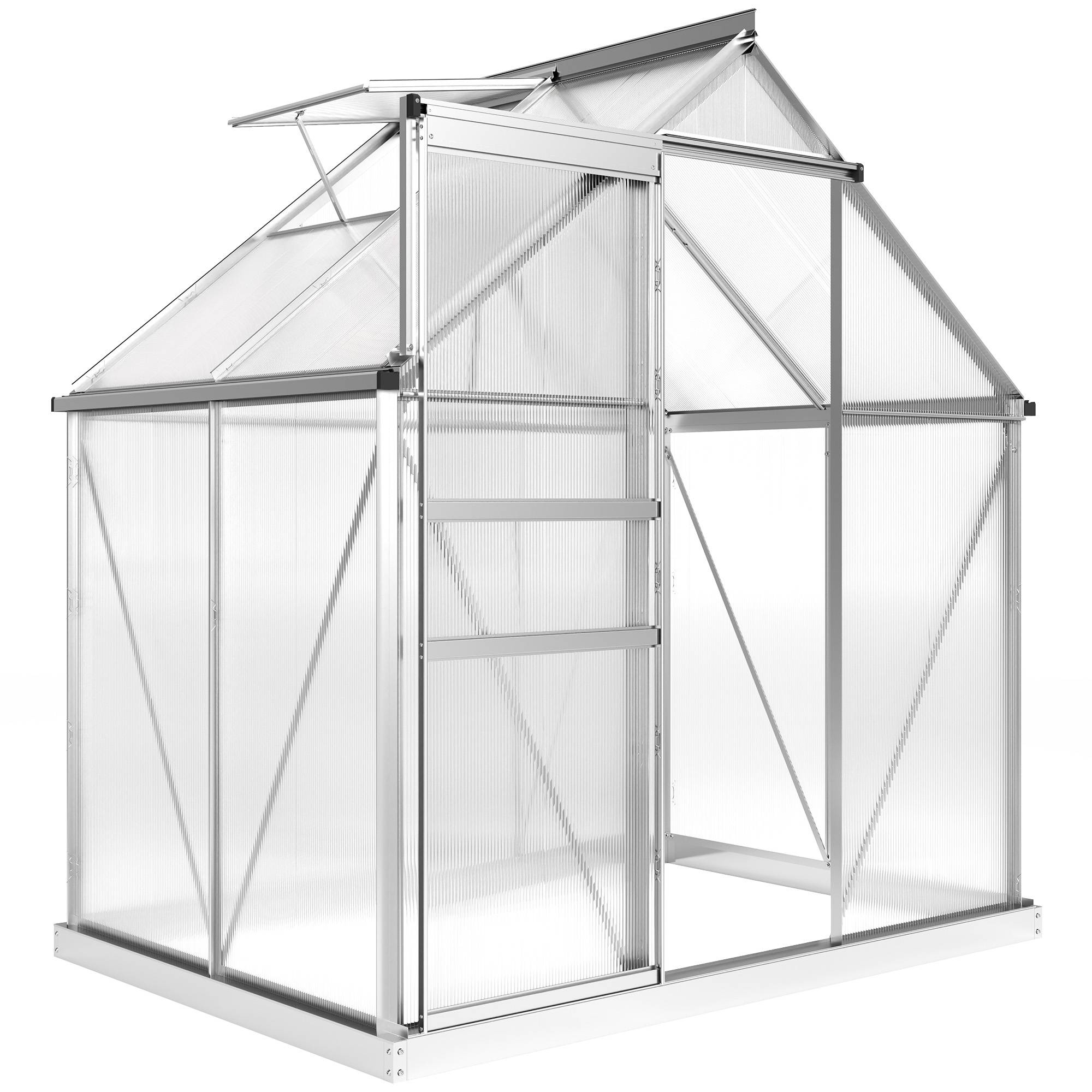 Serre jardin aluminium polycarbonate culture porte coulissante 192x131x200cm transparent - ComfortXL Outdoor Living - Image 1