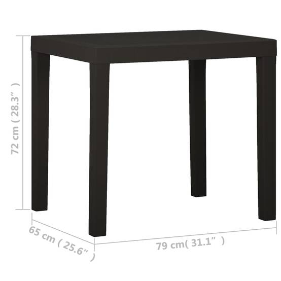 Table de jardin plastique anthracite 79 x 65 x 72 cm - PANGIVO - Image 5