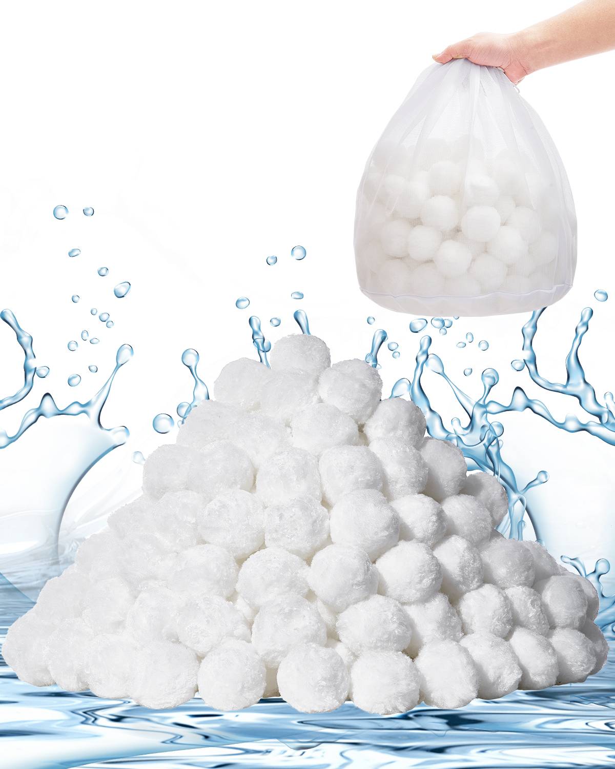 Vevor - VEVOR Boules filtrantes piscine 1,56 kg, fibres polyester réutilisables, pour filtre à sable, cartouche et DE, avec sac filet de lavage.