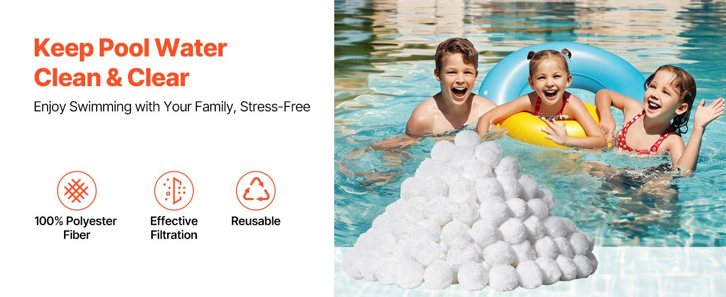 Vevor - VEVOR Boules filtrantes piscine 1,56 kg, fibres polyester réutilisables, pour filtre à sable, cartouche et DE, avec sac filet de lavage. - Image 9