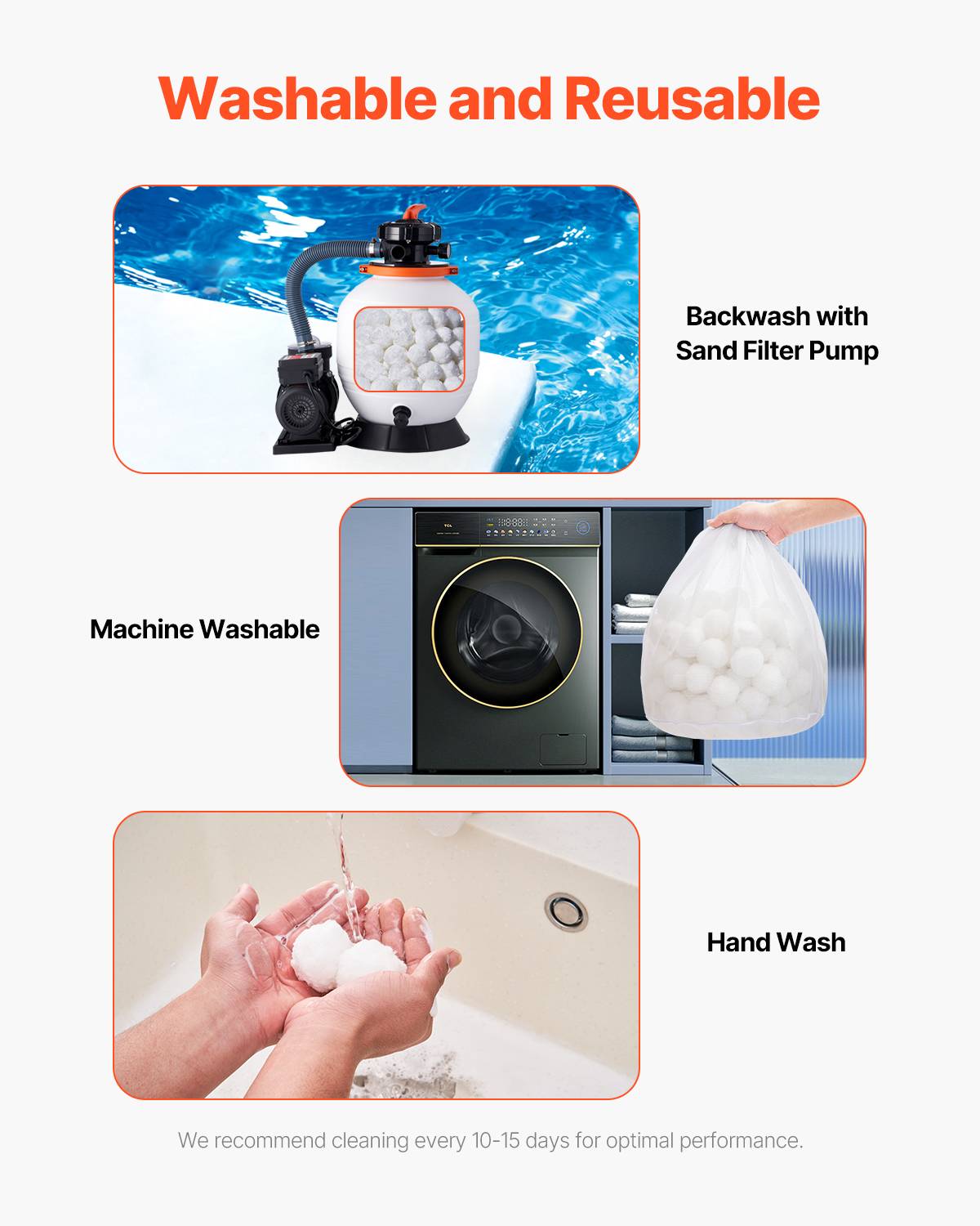 Vevor - VEVOR Boules filtrantes piscine 1,56 kg, fibres polyester réutilisables, pour filtre à sable, cartouche et DE, avec sac filet de lavage. - Image 4