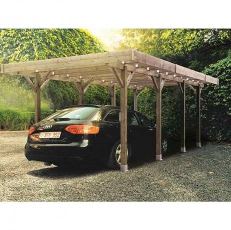 Carport base 3x5 H 2,5m, Ancrage A enfoncer, Panneaux de toit Aucun - Imagen 1