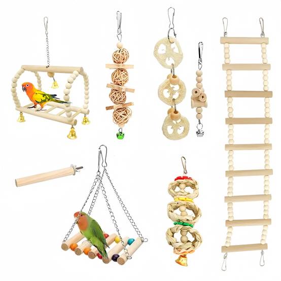 IntiMeg - lot de 8 Jouet en bois pour perroquet IntiMeg - Image 1