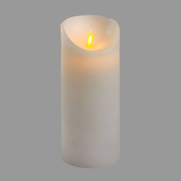 Bougie LED à piles en cire naturelle Blanche Flamme en mouvement H18cm Timer Blanc chaud Lotti - Image 1