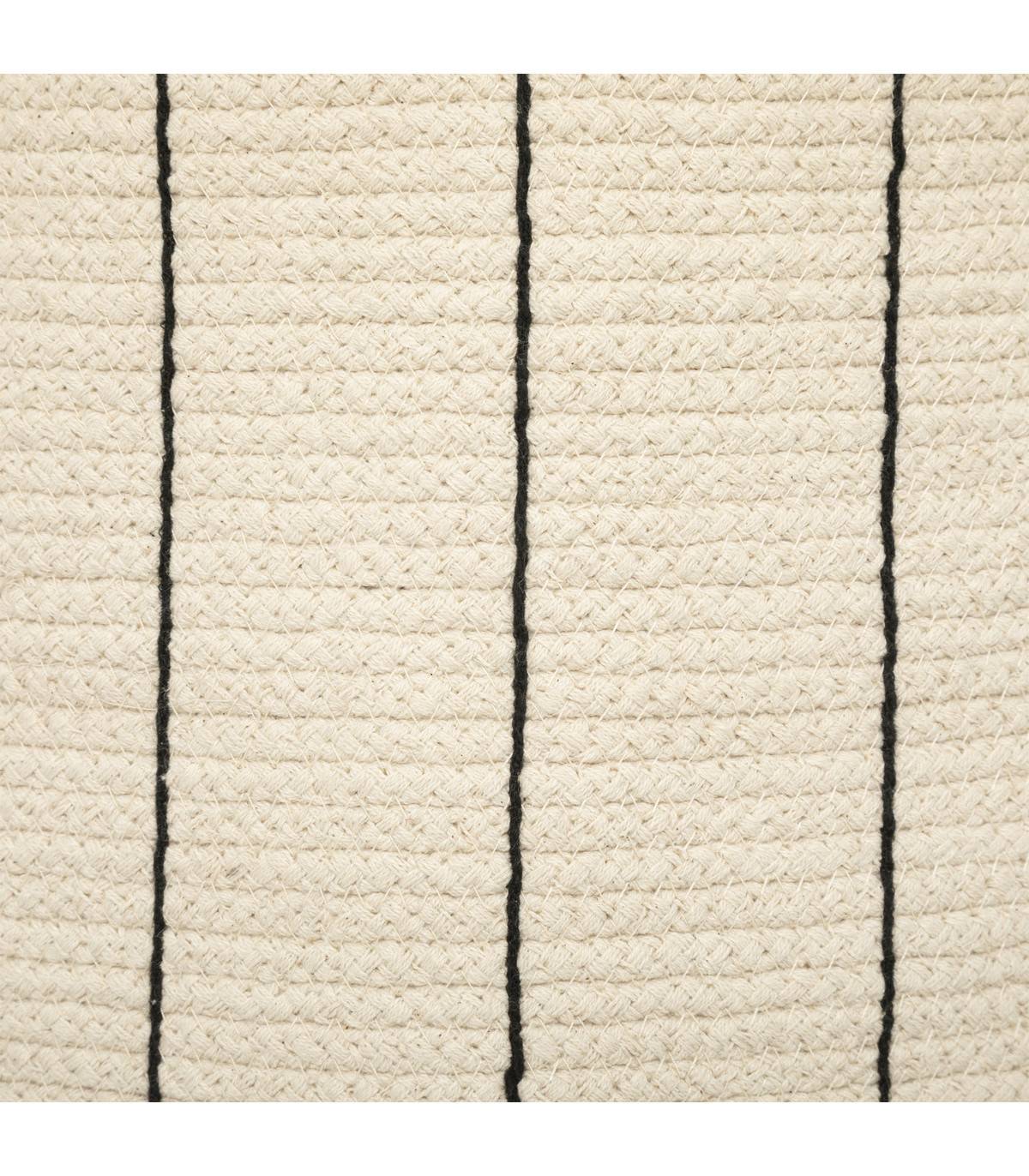 Lot de 2 Paniers de rangement en Coton Ivoire et rayé Noir - Imagen 2