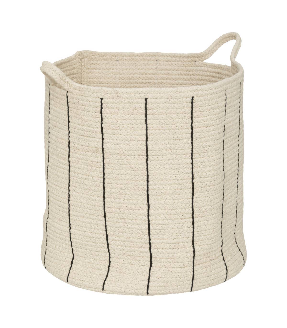 Lot de 2 Paniers de rangement en Coton Ivoire et rayé Noir - Imagen 4