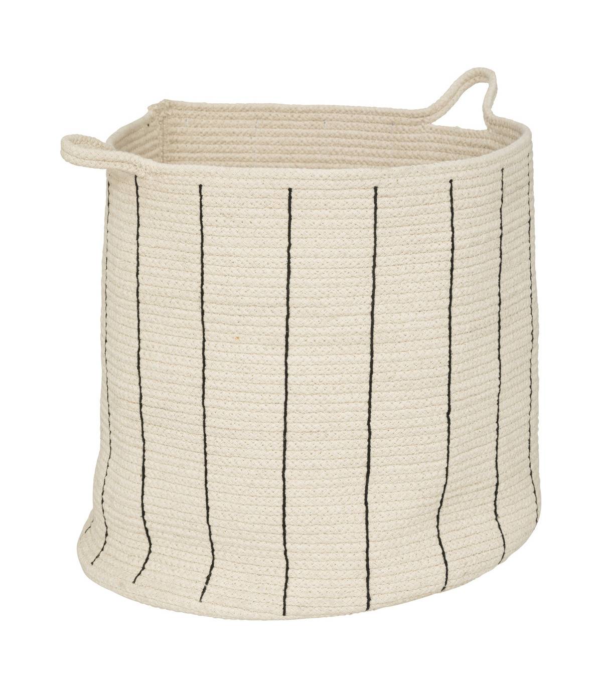 Lot de 2 Paniers de rangement en Coton Ivoire et rayé Noir - Imagen 3