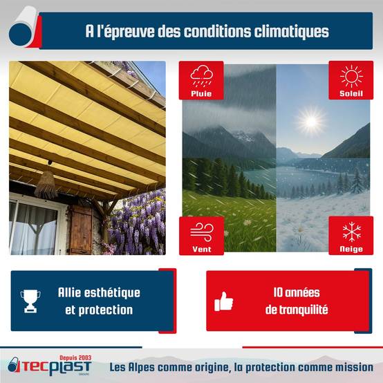 Bâche PVC Pergola 680 Gr/M² TECPLAST Ivoire 3.5 x 4 m - PR1441 - Image 4