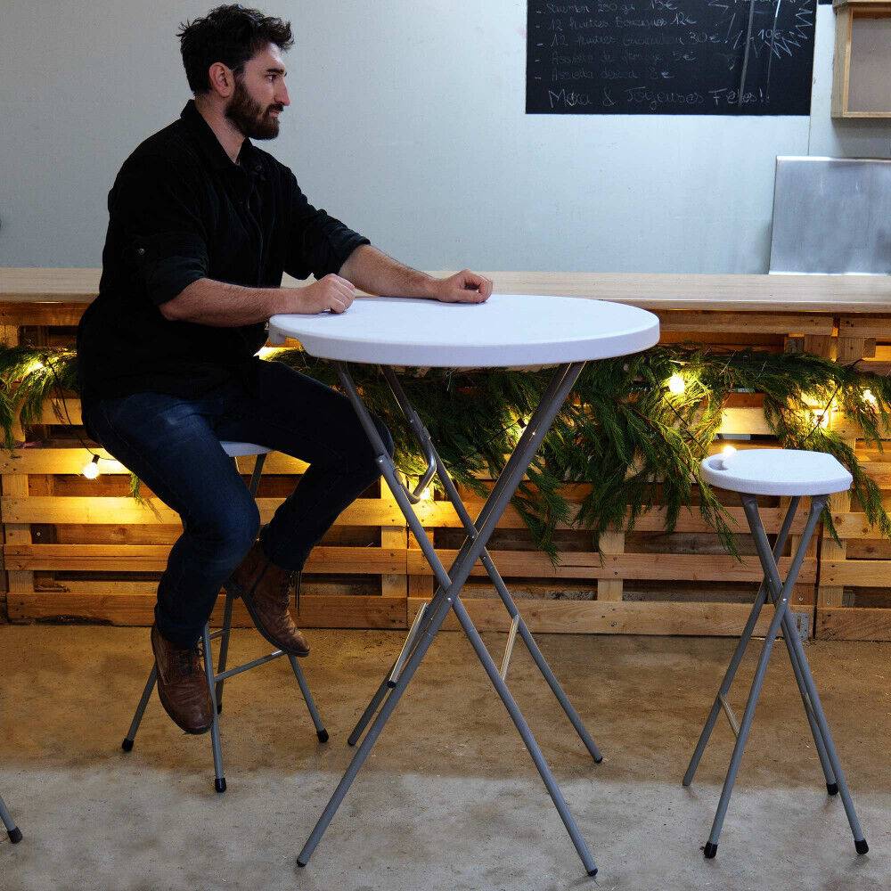 Importdistrib - Table camping réception Mange Debout Pliable Diam 80cm X Hauteur 110cm Blanche IMPORTDISTRIB - Imagen 4