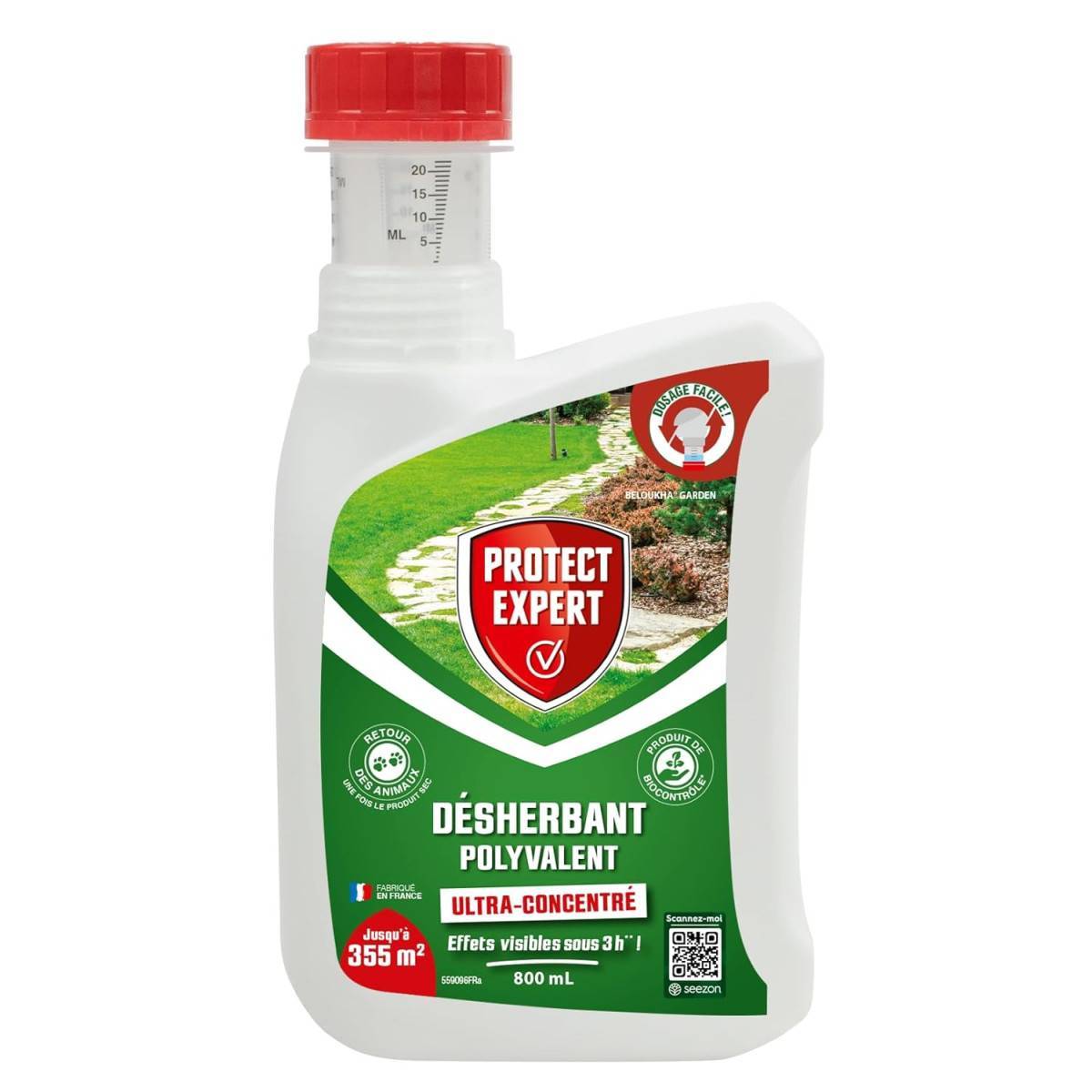 0 - Herbicida Polivalente PROTECT EXPERT | Elimina las malas hierbas y musgos | Ultra-concentrado 800 ml