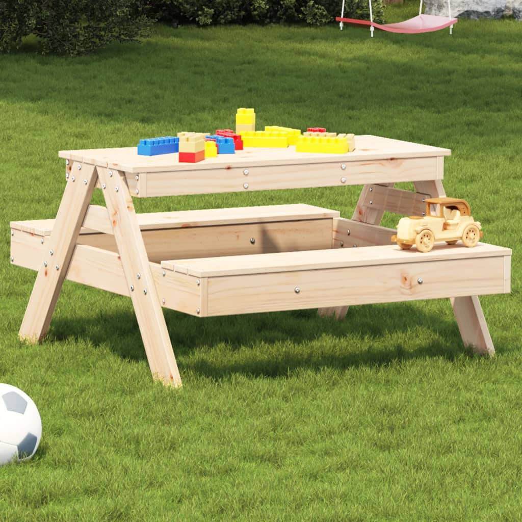 ComfortXL - Petite Table de Pique-Nique pour Enfants en Bois de Pin Massif avec Bancs Attachés – ComfortXL Outdoor Living - Image 1