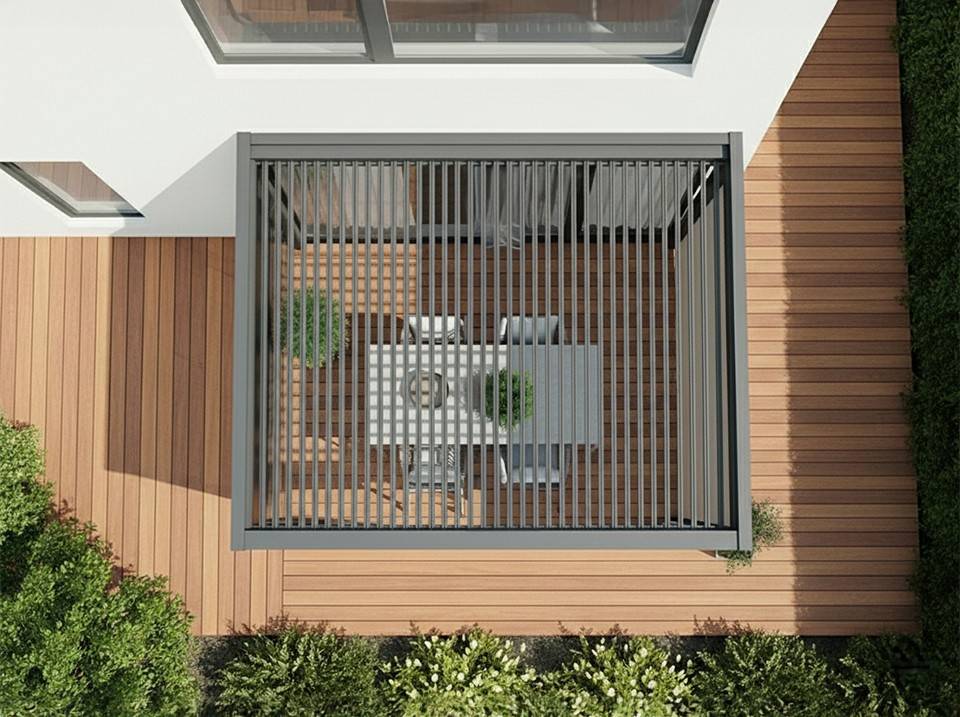Pergola bioclimatique 3x4 m adossée alu + stores + lames acier orientables – Direct Abris - Imagen 2