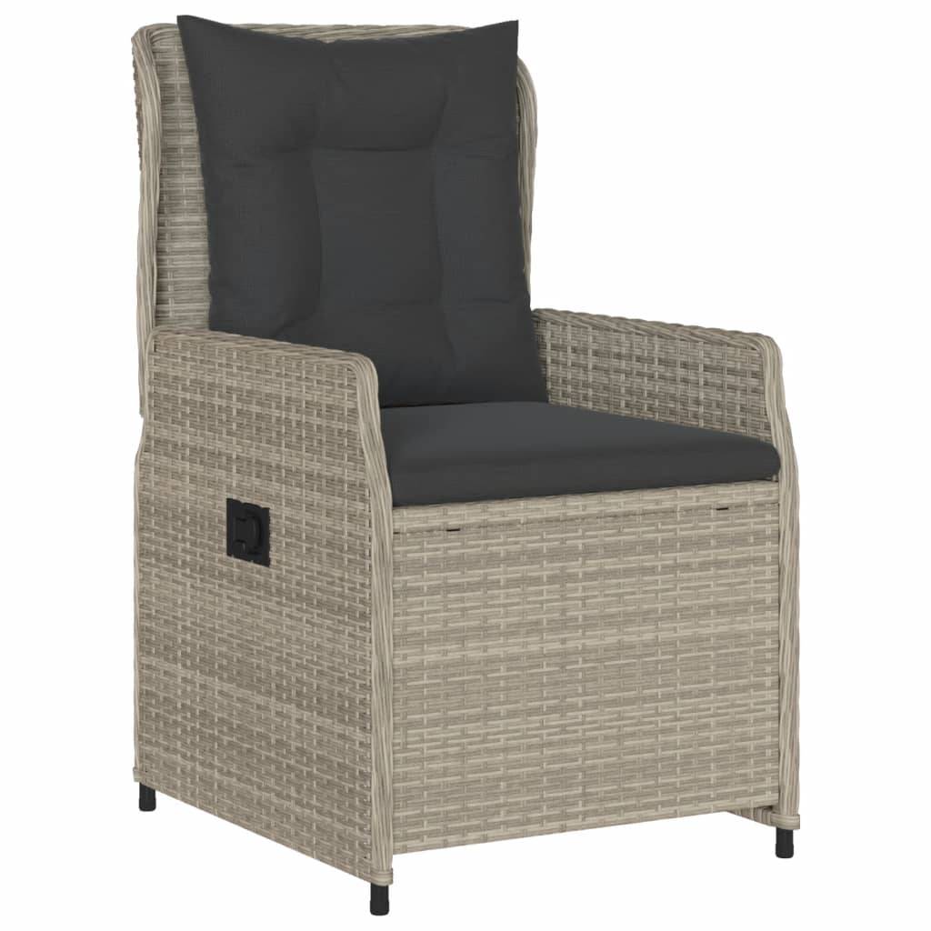 Salon de Jardin 2 Personnes Gris Clair Résine Tressée Table et 2 Fauteuils Relax Inclinables – ComfortXL Outdoor Living - Image 3