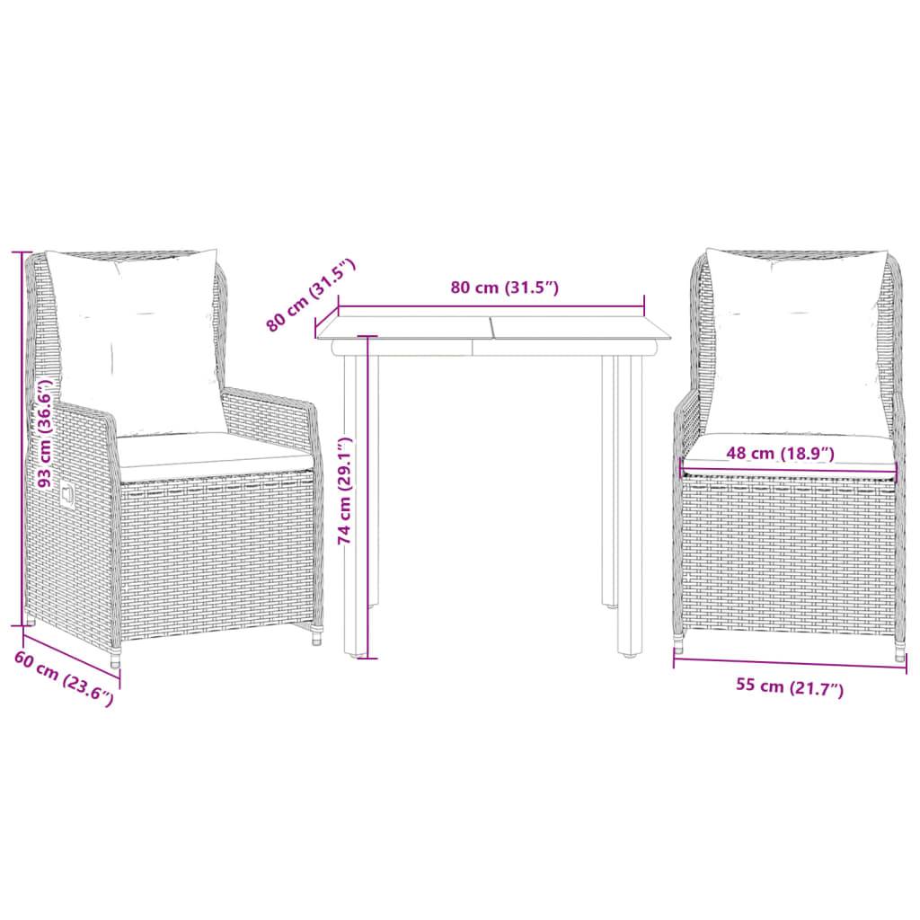 Salon de Jardin 2 Personnes Gris Clair Résine Tressée Table et 2 Fauteuils Relax Inclinables – ComfortXL Outdoor Living - Image 8