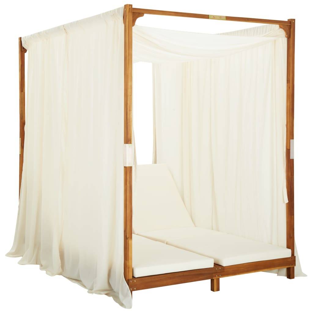 Vidaxl - Chaise longue double avec rideaux et coussins Bois d'acacia vidaXL 310318 - Imagen 1