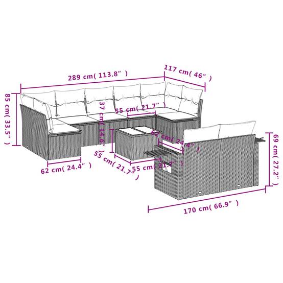 Mobilier de jardin 10 éléments en poly rotin avec rangement intégré et coussins déhoussables Beige – ComfortXL Outdoor Living - Image 3