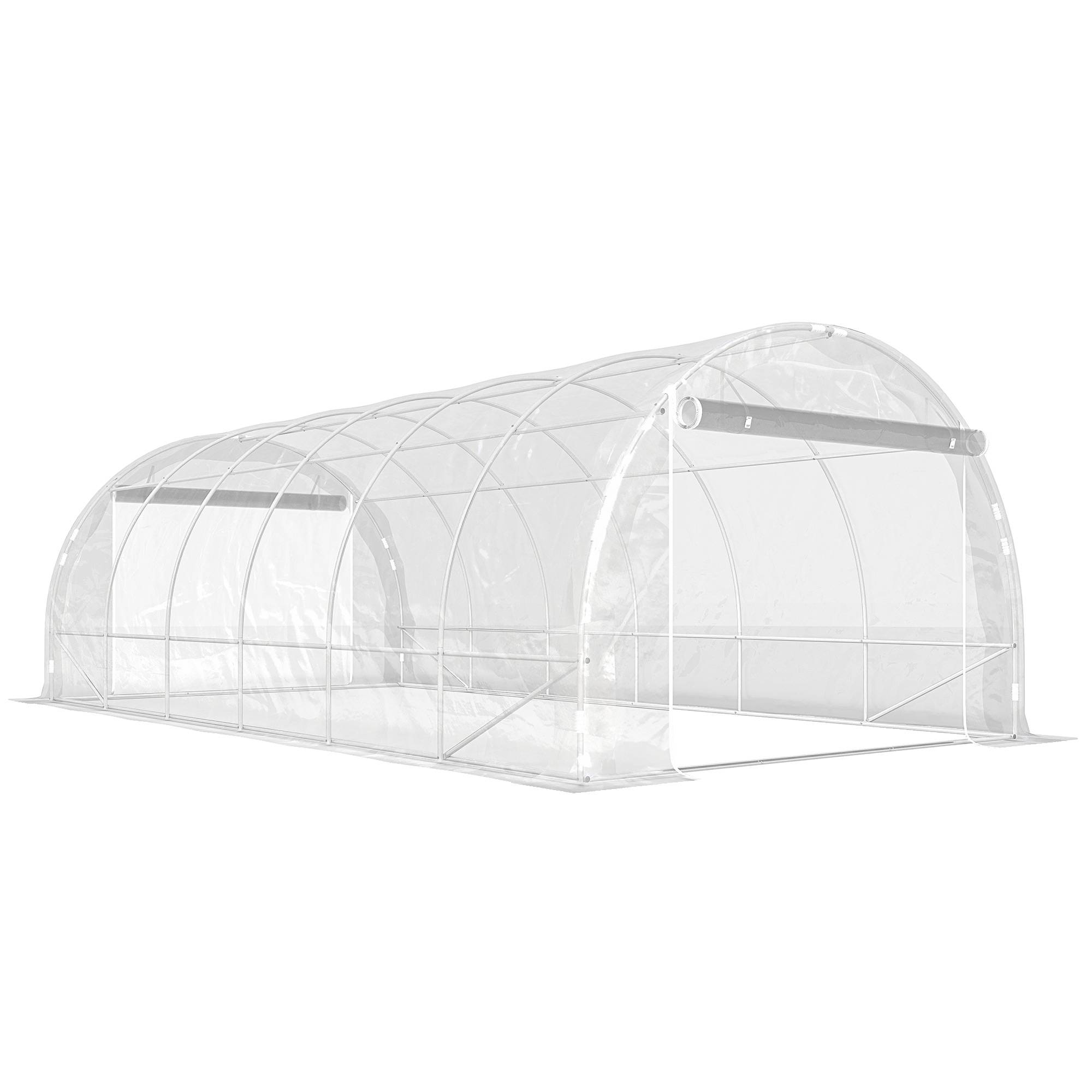 Outsunny - Serre tunnel de jardin 296x597x199cm - cadre acier galvanisé - 2 portes - bâche PE 150g/m² prolongée 20cm - transparent - Outsunny - Image 1