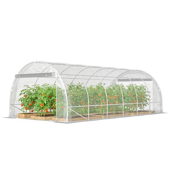 Outsunny - Serre tunnel de jardin 296x597x199cm - cadre acier galvanisé - 2 portes - bâche PE 150g/m² prolongée 20cm - transparent - Outsunny - Image 5