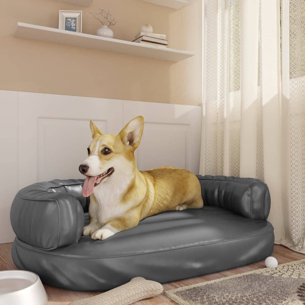 Vidaxl - Lit pour chien ergonomique Mousse Gris 88x65 cm Similicuir vidaXL 171318 - Imagen 1