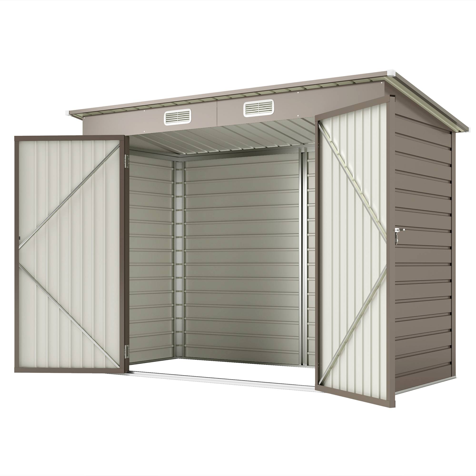 Abri de jardin en métal 3 m² facile à monter, cabane de jardin structure en acier galvanisé améliorée gris clair - Image 2