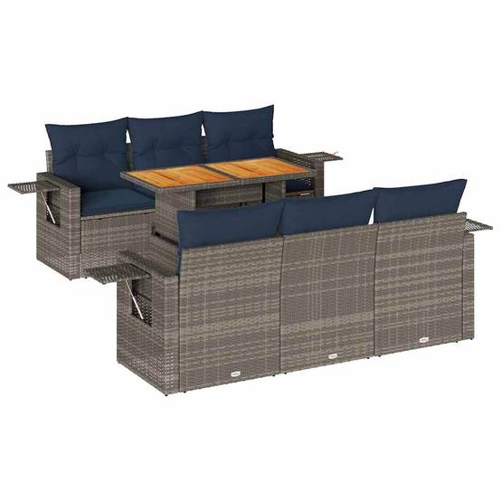 ComfortXL - Salon de jardin 6 places gris résine tressée avec table bois relevable et coffres de rangement – ComfortXL Outdoor Living - Image 2